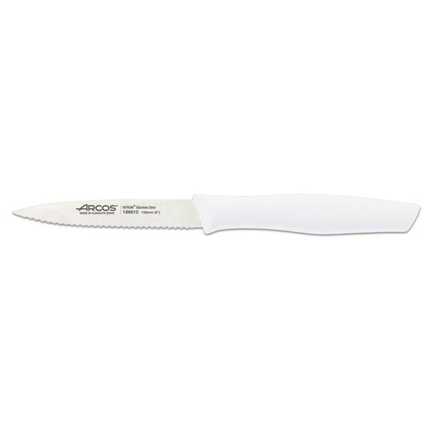 סכין ירקות משונן שפיץ 10 ס"מ מבית Arcos - לבן