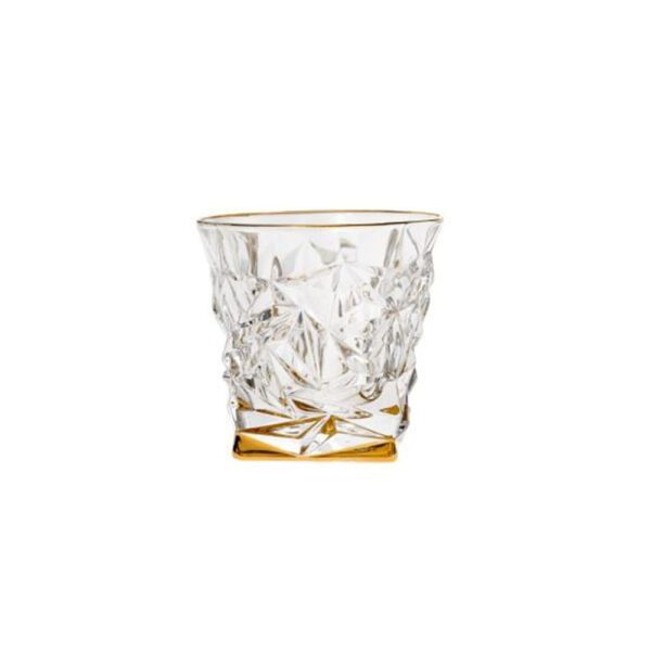 סט 6 כוס וויסקי 350 מ”ל דגם גלאסיאר זהב קריסטל בוהמיה