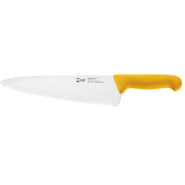 סכין שף משוננת להב 25 ס"מ ידית צהובה IVO