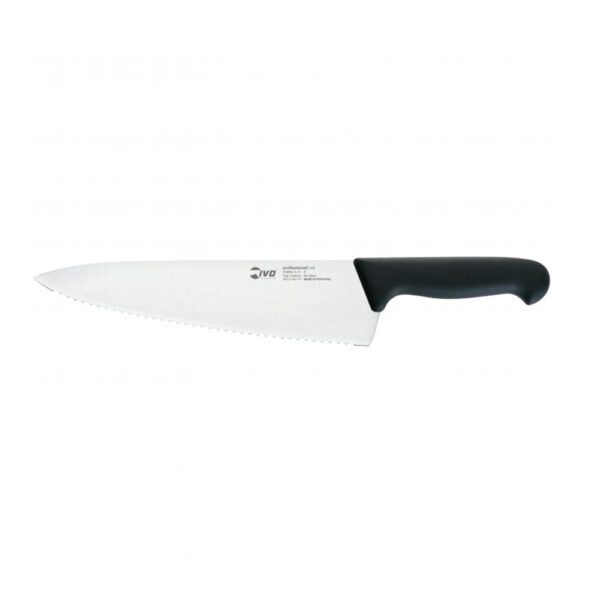 סכין שף משוננת להב 25 ס"מ ידית שחורה IVO