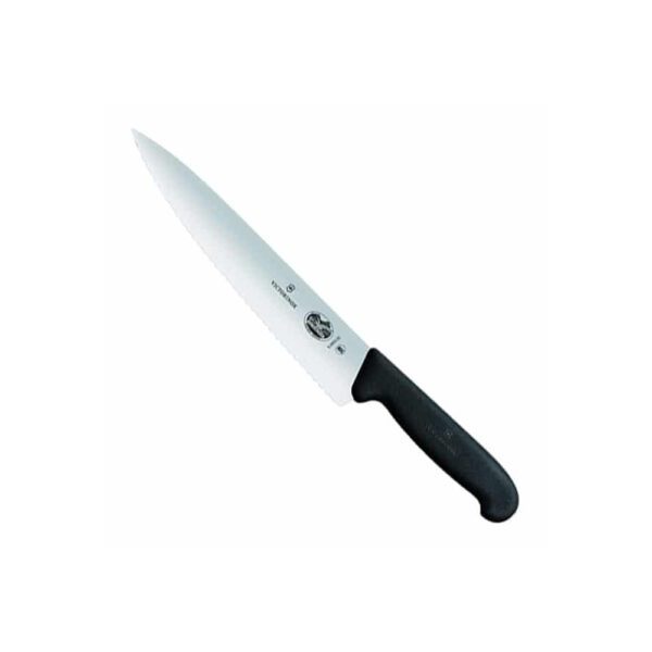 סכין שף משוננת 25 ס”מ ידית שחורה | VICTORINOX