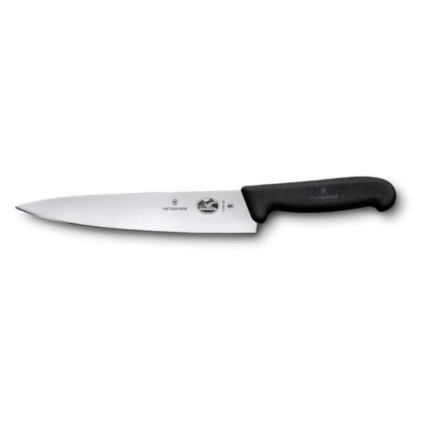 סכין שף חלקה 25 ס"מ ידית שחורה | victorinox