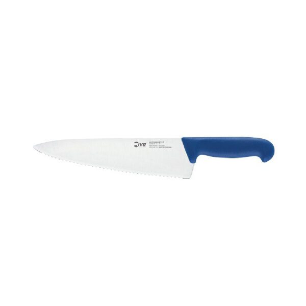 סכין שף משוננת להב 25 ס"מ ידית כחולה IVO