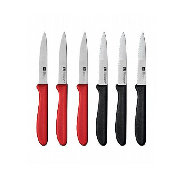 מארז 6 סכיני ירקות שחור\אדום CLASSIC