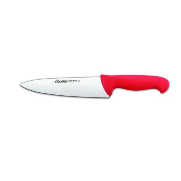 סכין שף 20 ס"מ חלקה ידית אדומה פלסטיק ARCOS