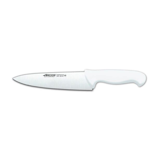 סכין שף 20 ס"מ חלקה ידית לבנה פלסטיק