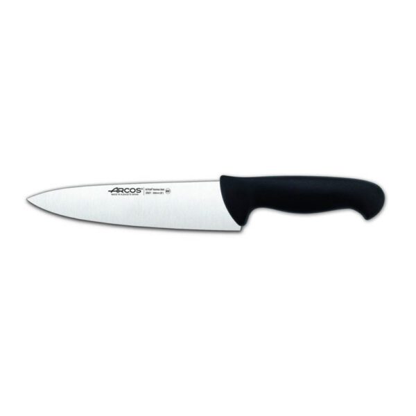 סכין שף 20 ס"מ חלקה ידית שחורה פלסטיק