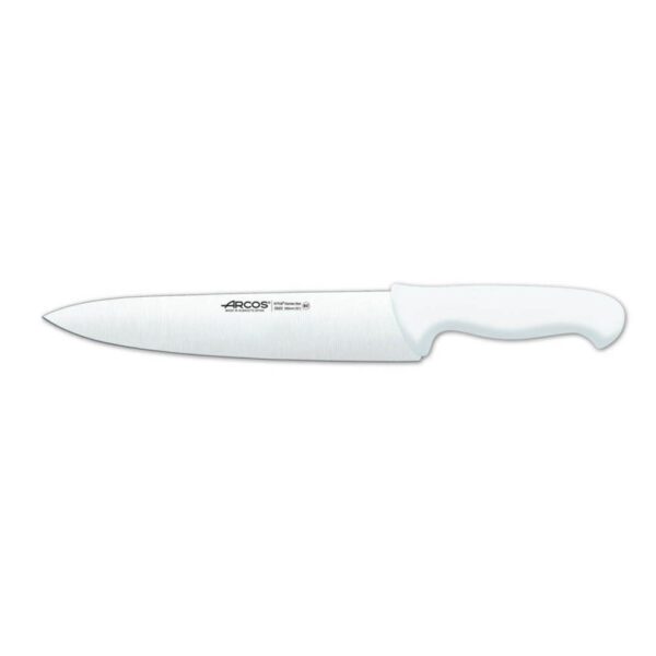 סכין שף 25 ס"מ חלקה ידית לבנה פלסטיק