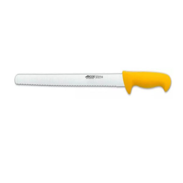 סכין קונדיטור 35 ס"מ גמישה משוננת ידית צהובה פלסטיק