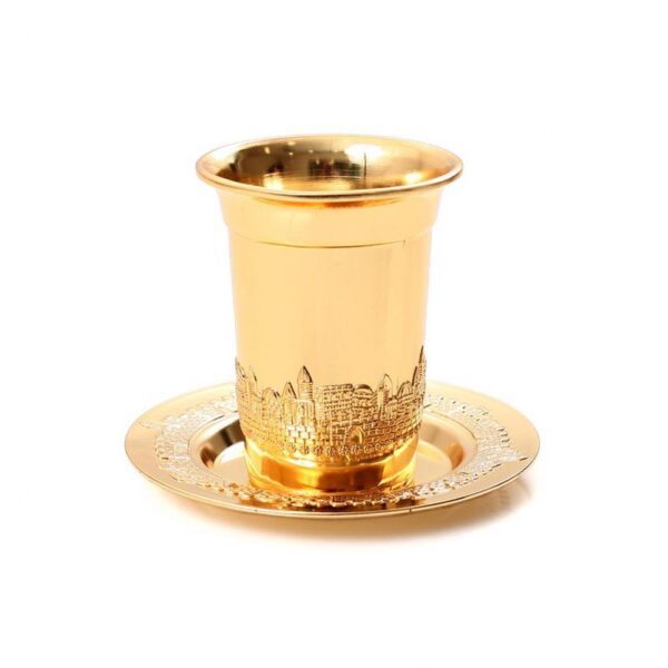 כוס קידוש - זהב ירושלים + תחתית