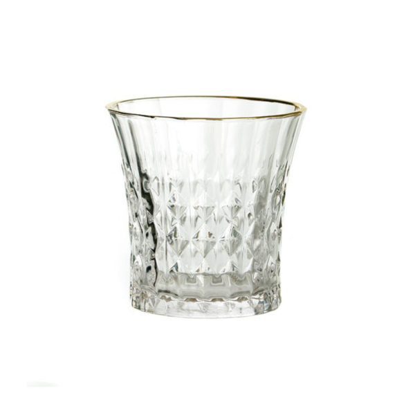 סט 6 כוס שתיה קרה -  דגם MEIR זכוכית מעויינים עיטור זהב 270 מ"ל