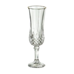 סט 6 כוס שמפניה \ יין - זכוכית עיטור זהב מעויינים 250 מ"ל