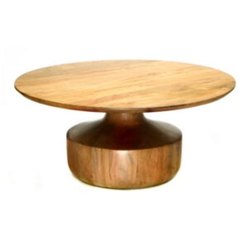 שולחן קפה עגול עץ טבעי גובה 40 ס"מ קוטר 90 ס"מ 2 חלק'