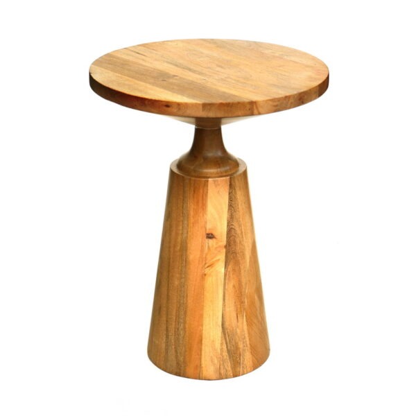 שולחן צד עגול עץ טבעי גובה 60 ס"מ קוטר 46 ס"מ