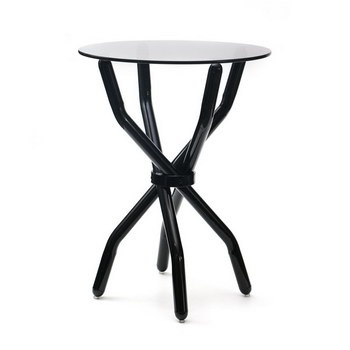 שולחן זכוכית עגול - 45 ס" מ 62 ס"מ שחור/אפור