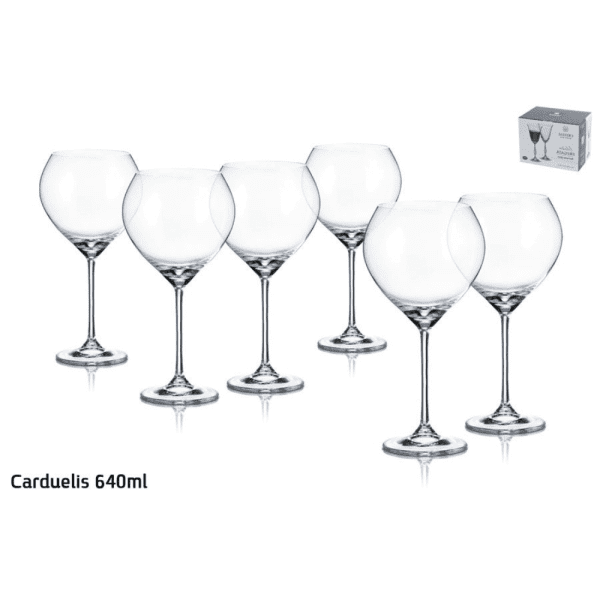 סט 6 כוס יין - 640 מ"ל CARDUELIS קריסטל בוהמיה
