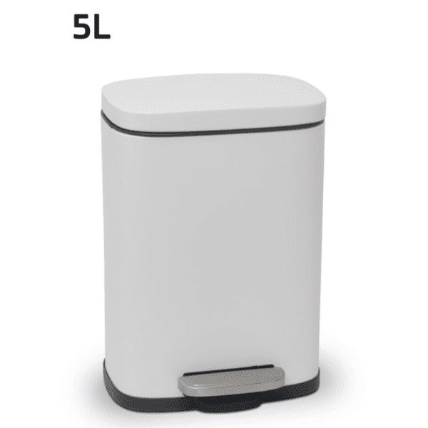 פח אשפה 5 ליטר – שירותים מלבני קטן נירוסטה לבן מט