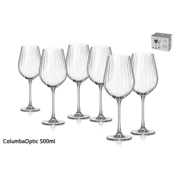 סט 6 כוס יין – 500 מ”ל דגם COLUMBAOPTIC קריסטל בוהמיה