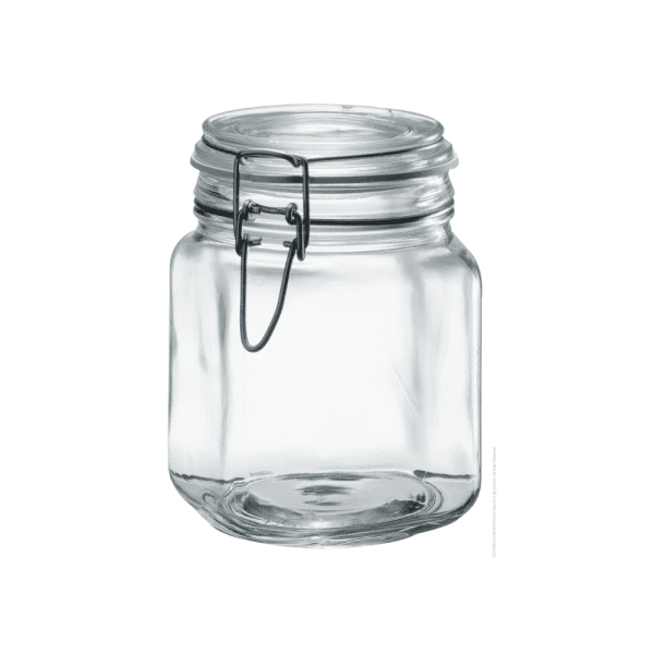 צנצנת זכוכית מרובעת - 1 ליטר דגם פרמיצי Borgonov איטליה