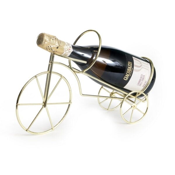 מתקן מתכת לבקבוק יין - אופניים זהב גובה 21.5 ס”מ 33/10.5 ס”מ