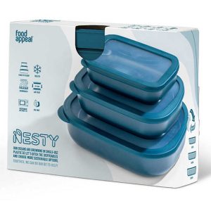 סט 3 קופסאות אחסון פלסטיק ממוחזר NESTY כחול